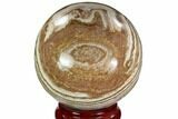 Polished, Banded Aragonite Sphere - Morocco #105624-1